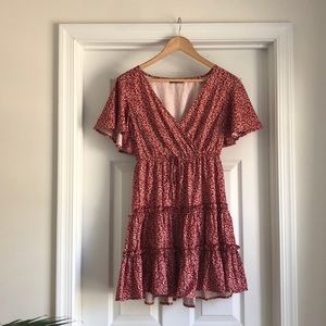 Red and white floral dress